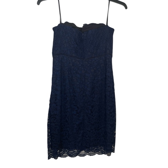 Diane Von Furstenberg Walker, navy blue lace strapless dress sz 8 - Picture 5 of 14
